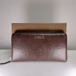 Gucci GG Monogram Leather Wallet (Authentic)